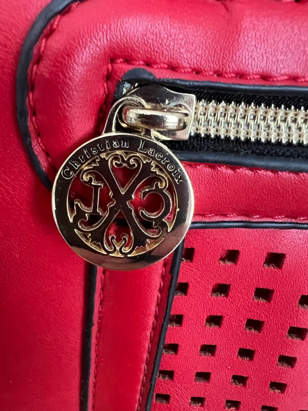 Christian Lacroix Giselle Satchel Handbag Purse Lipstick Red - Picture 3 of 15